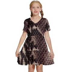 Snake Skin, Reptile Skin, Snake Skin Textures, Brown Snake Kids  Short Sleeve Tiered Mini Dress by kyorashop23