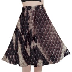 Snake Skin, Reptile Skin, Snake Skin Textures, Brown Snake A-line Full Circle Midi Skirt With Pocket by kyorashop23