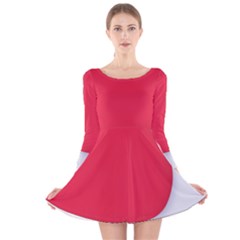 White Red Ripples Long Sleeve Velvet Skater Dress