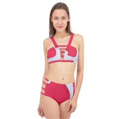 White Red Ripples Cage Up Bikini Set by kyorashop23