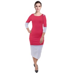 White Red Ripples Quarter Sleeve Midi Velour Bodycon Dress by kyorashop23