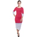 White Red Ripples Quarter Sleeve Midi Velour Bodycon Dress View1