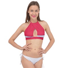 White Red Ripples Cross Front Halter Bikini Top by kyorashop23