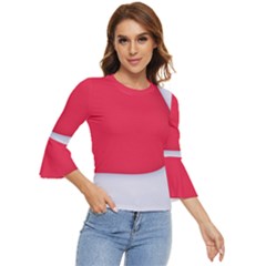 White Red Ripples Bell Sleeve Top