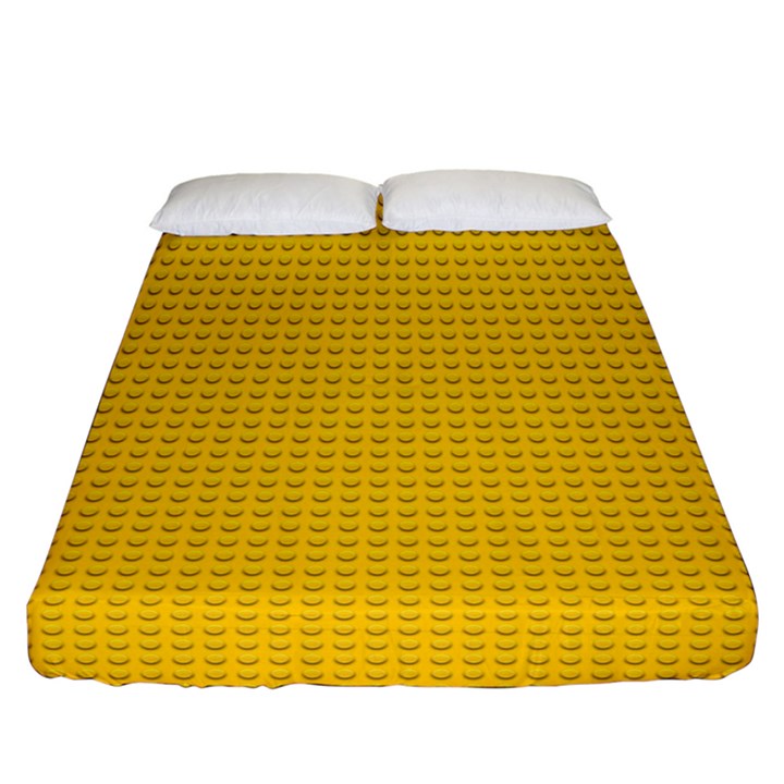 Yellow Lego Texture, Macro, Yellow Dots Background Fitted Sheet (California King Size)