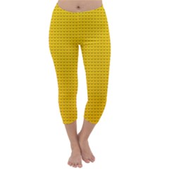 Yellow Lego Texture, Macro, Yellow Dots Background Capri Winter Leggings 