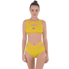 Yellow Lego Texture, Macro, Yellow Dots Background Bandaged Up Bikini Set  by kyorashop23