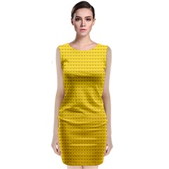 Yellow Lego Texture, Macro, Yellow Dots Background Sleeveless Velvet Midi Dress