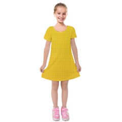 Yellow Lego Texture, Macro, Yellow Dots Background Kids  Short Sleeve Velvet Dress