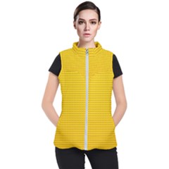 Yellow Lego Texture, Macro, Yellow Dots Background Women s Puffer Vest