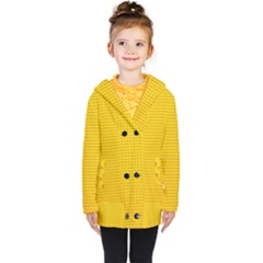 Yellow Lego Texture, Macro, Yellow Dots Background Kids  Double Breasted Button Coat by kyorashop23