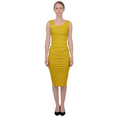 Yellow Lego Texture, Macro, Yellow Dots Background Sleeveless Pencil Dress by kyorashop23