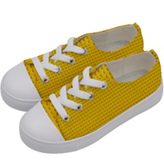 Yellow Lego Texture, Macro, Yellow Dots Background Kids  Low Top Canvas Sneakers by kyorashop23