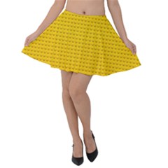 Yellow Lego Texture, Macro, Yellow Dots Background Velvet Skater Skirt