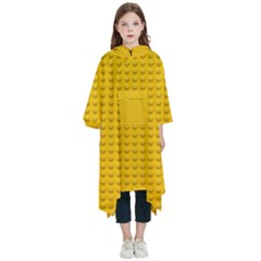 Yellow Lego Texture, Macro, Yellow Dots Background Kids  Hooded Rain Ponchos by kyorashop23