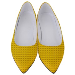 Yellow Lego Texture, Macro, Yellow Dots Background Women s Low Heels by kyorashop23