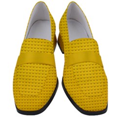 Yellow Lego Texture, Macro, Yellow Dots Background Women s Chunky Heel Loafers by kyorashop23