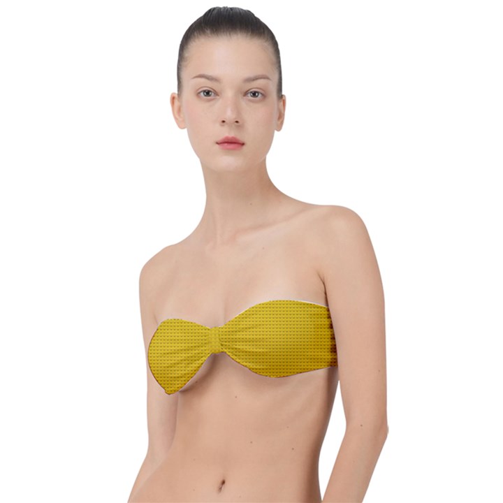 Yellow Lego Texture, Macro, Yellow Dots Background Classic Bandeau Bikini Top 