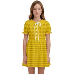 Yellow Lego Texture, Macro, Yellow Dots Background Kids  Sweet Collar Dress by kyorashop23