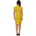 Yellow Lego Texture, Macro, Yellow Dots Background Vintage Frill Sleeve V-Neck Bodycon Dress View4