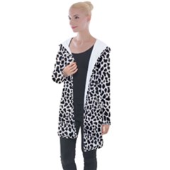 Zebra Skin, Vector Textures, White Black Background Longline Hooded Cardigan by kyorashop23