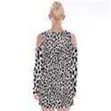 Zebra Skin, Vector Textures, White Black Background Velvet Long Sleeve Shoulder Cutout Dress View2