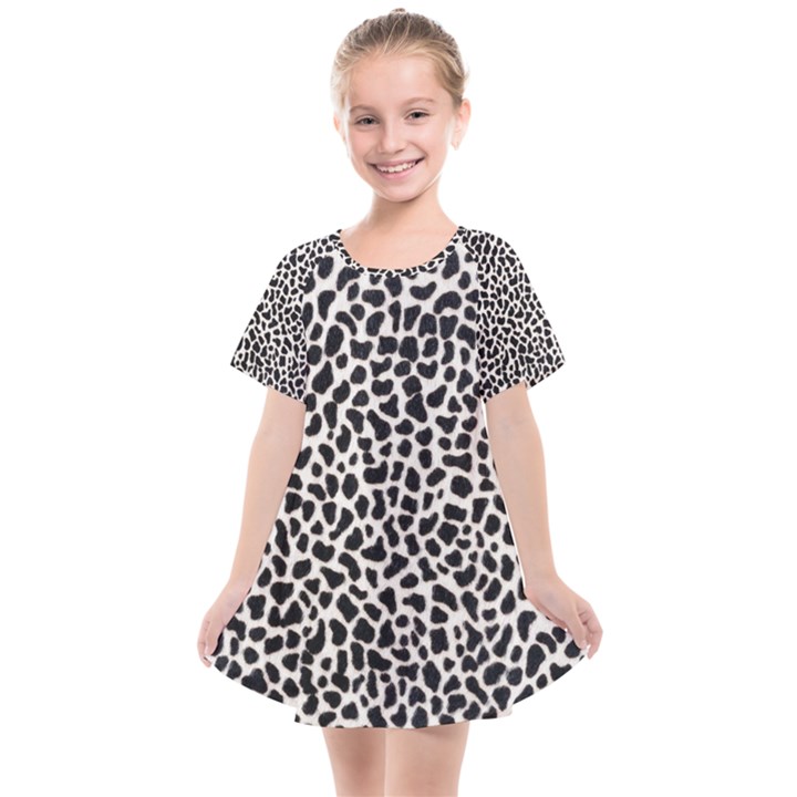 Zebra Skin, Vector Textures, White Black Background Kids  Smock Dress