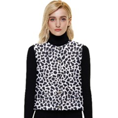 Zebra Skin, Vector Textures, White Black Background Women s Button Up Puffer Vest