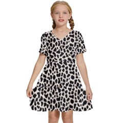 Zebra Skin, Vector Textures, White Black Background Kids  Short Sleeve Tiered Mini Dress