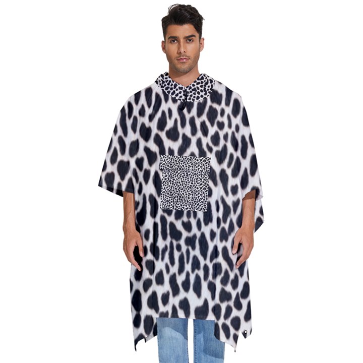 Zebra Skin, Vector Textures, White Black Background Men s Hooded Rain Ponchos