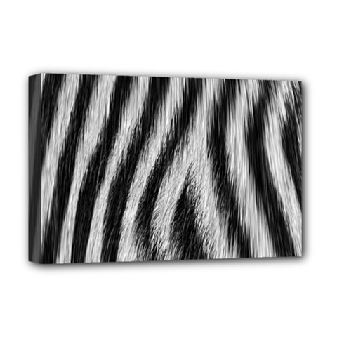 Zebra Texture, Zebra Wool, White Black Background Deluxe Canvas 18  X 12  (stretched) by kyorashop23