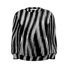 Zebra Texture, Zebra Wool, White Black Background Women s Sweatshirt