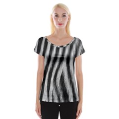 Zebra Texture, Zebra Wool, White Black Background Cap Sleeve Top by kyorashop23