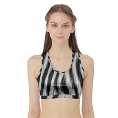 Zebra Texture, Zebra Wool, White Black Background Sports Bra With Border by kyorashop23