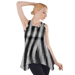 Zebra Texture, Zebra Wool, White Black Background Side Drop Tank Tunic by kyorashop23