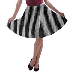 Zebra Texture, Zebra Wool, White Black Background A-line Skater Skirt by kyorashop23