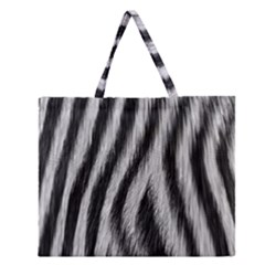 Zebra Texture, Zebra Wool, White Black Background Zipper Large Tote Bag by kyorashop23