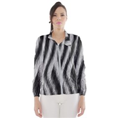 Zebra Texture, Zebra Wool, White Black Background Women s Windbreaker