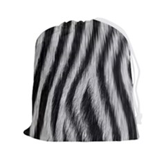 Zebra Texture, Zebra Wool, White Black Background Drawstring Pouch (2xl) by kyorashop23