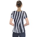 Zebra Texture, Zebra Wool, White Black Background Short Sleeve Front Detail Top View2