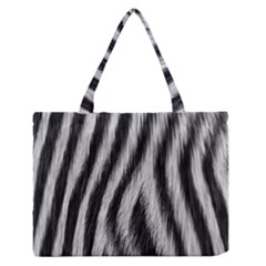 Zebra Texture, Zebra Wool, White Black Background Zipper Medium Tote Bag by kyorashop23