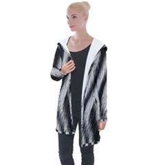 Zebra Texture, Zebra Wool, White Black Background Longline Hooded Cardigan by kyorashop23