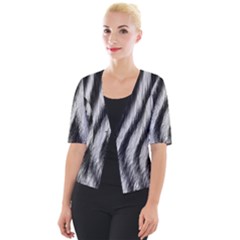 Zebra Texture, Zebra Wool, White Black Background Cropped Button Cardigan by kyorashop23