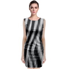 Zebra Texture, Zebra Wool, White Black Background Sleeveless Velvet Midi Dress