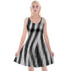 Zebra Texture, Zebra Wool, White Black Background Reversible Velvet Sleeveless Dress by kyorashop23