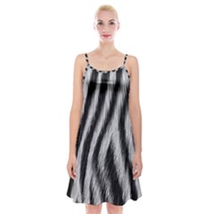 Zebra Texture, Zebra Wool, White Black Background Spaghetti Strap Velvet Dress