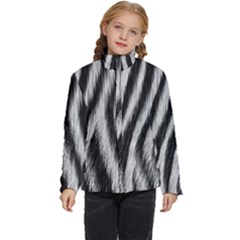 Zebra Texture, Zebra Wool, White Black Background Kids  Puffer Bubble Jacket Coat by kyorashop23