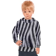 Zebra Texture, Zebra Wool, White Black Background Kids  Hooded Pullover by kyorashop23