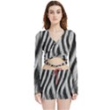 Zebra Texture, Zebra Wool, White Black Background Velvet Wrap Crop Top and Shorts Set View1