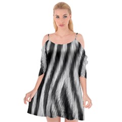 Zebra Texture, Zebra Wool, White Black Background Cutout Spaghetti Strap Chiffon Dress by kyorashop23